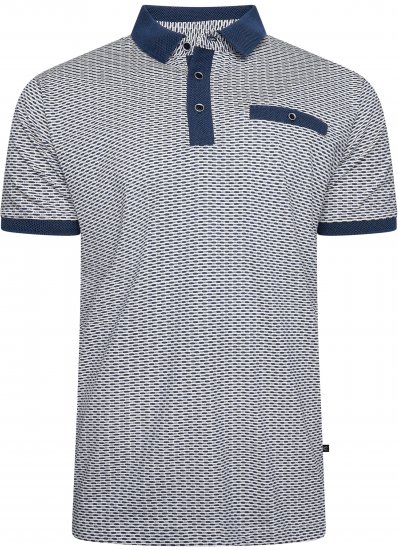 Kam Jeans 5528 AOP Print with Jacquard Collar/Cuffs Polo Navy - Pólóingek - Galléros Pólók 2XL-8XL - Pólóingek 2XL-8XL
