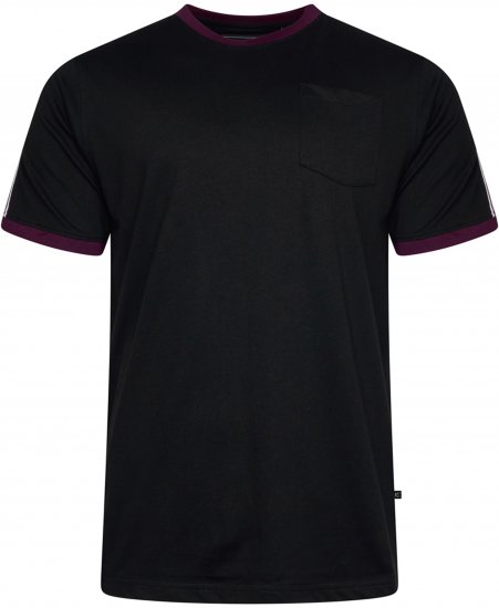 Kam Jeans 5781 Ringer Tee with Shoulder Tape Black - Pólók - Nagyméretű pólók - 2XL-14XL