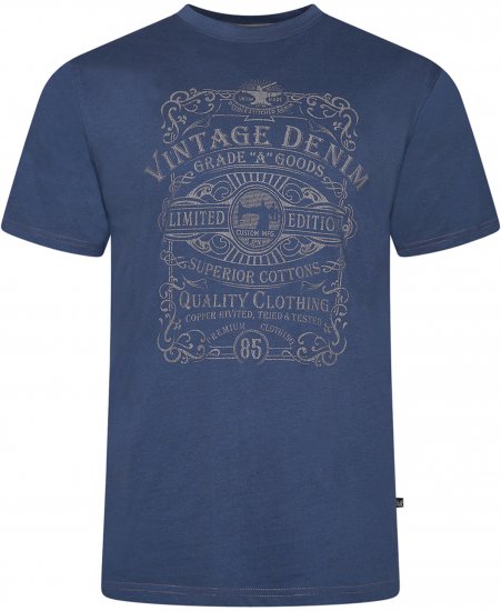 Kam Jeans 5786 Vintage Denim Print Tee Indigo - Pólók - Nagyméretű pólók - 2XL-14XL