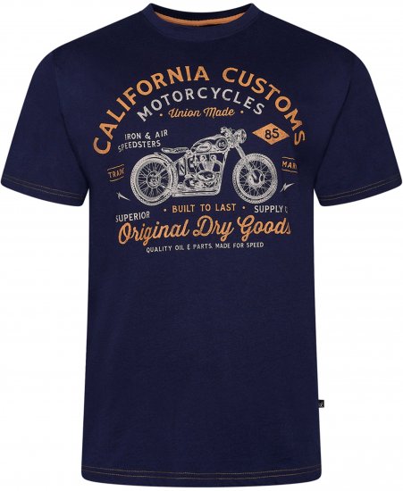 Kam Jeans 5787 California Customs Print Tee Navy - Pólók - Nagyméretű pólók - 2XL-14XL