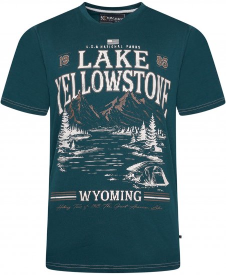Kam Jeans 5792 Lake Yellowstone Print Tee Dark Sea - Pólók - Nagyméretű pólók - 2XL-14XL