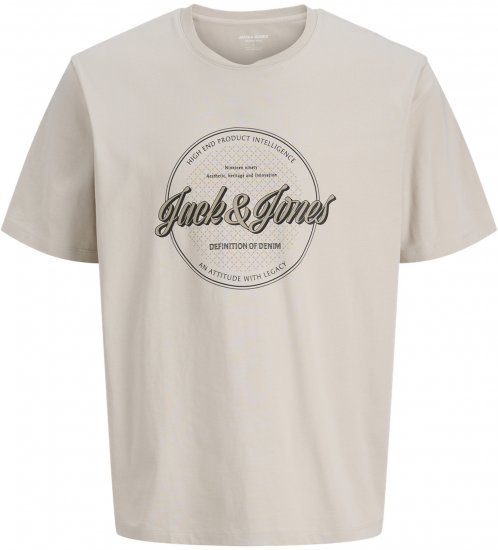 Jack & Jones Dover Denim O-Neck T-Shirt Moonbeam Grey - Pólók - Nagyméretű pólók - 2XL-14XL