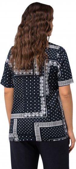 Ulla Popken Paisley A-Line Short Sleeve Tee Navy Blue - Mintás pólók nőknek - 