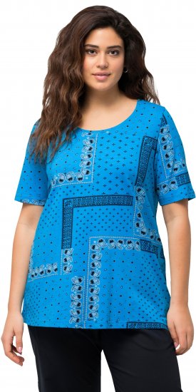 Ulla Popken Paisley A-Line Short Sleeve Tee Sapphire Blue - Mintás pólók nőknek - 
