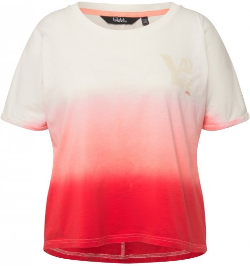 Ulla Popken Dip Dyed Short Sleeve Logo Tee Off-White - Mintás pólók nőknek - 