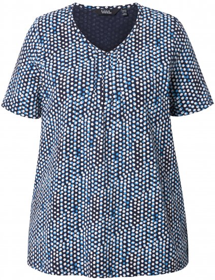 Ulla Popken So Many Dots Tee Navy Blue - Mintás pólók nőknek - 