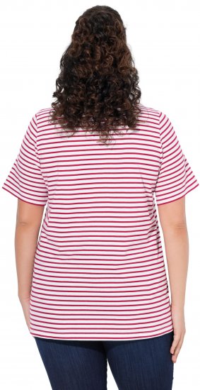 Ulla Popken Palm Tree Embroidered Tee Dark Raspberry - Mintás pólók nőknek - 