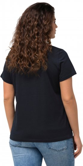 Ulla Popken BISOUS Short Sleeve Graphic Tee Navy Blue - Mintás pólók nőknek - 