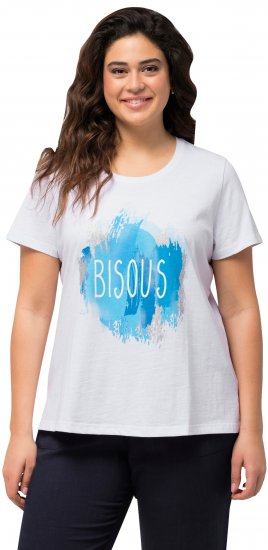 Ulla Popken BISOUS Short Sleeve Graphic Tee Snow White - Mintás pólók nőknek - 