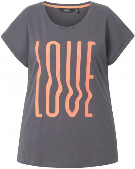 Ulla Popken LOVE Short Sleeve Graphic Tee Graphite Grey - Mintás pólók nőknek - 