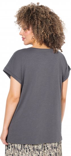 Ulla Popken LOVE Short Sleeve Graphic Tee Graphite Grey - Mintás pólók nőknek - 