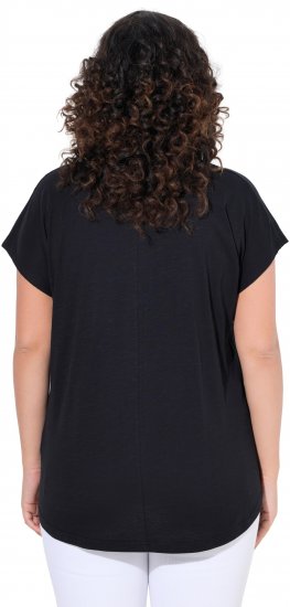 Ulla Popken Metallic Animal Cap Sleeve Graphic Tee Black - Mintás pólók nőknek - 