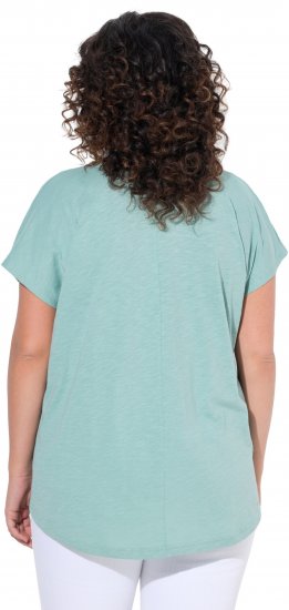 Ulla Popken Metallic Animal Cap Sleeve Graphic Tee Light Green - Mintás pólók nőknek - 