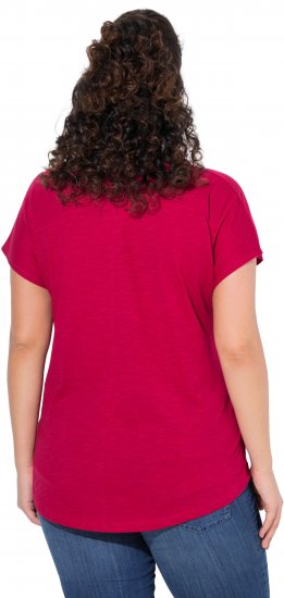 Ulla Popken Metallic Animal Cap Sleeve Graphic Tee Dark Raspberry - Mintás pólók nőknek - 