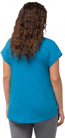 Ulla Popken Metallic Animal Cap Sleeve Graphic Tee Sapphire Blue - Mintás pólók nőknek - 