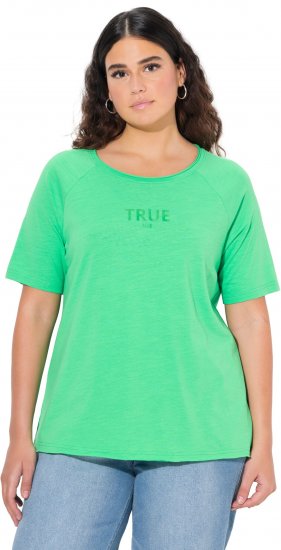 Ulla Popken TRUE Lettering Short Sleeve Tee Mint Green - Mintás pólók nőknek - 