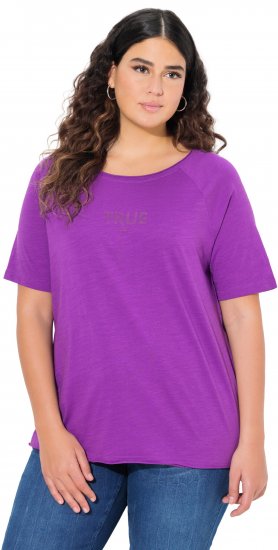 Ulla Popken TRUE Lettering Short Sleeve Tee Purple - Mintás pólók nőknek - 