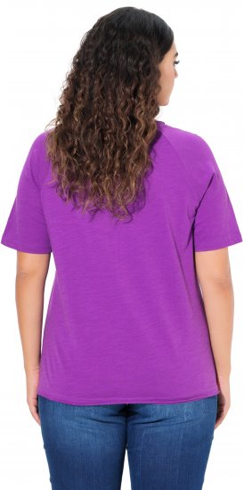 Ulla Popken TRUE Lettering Short Sleeve Tee Purple - Mintás pólók nőknek - 