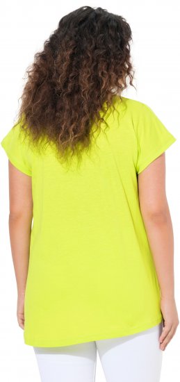 Ulla Popken Half-Sleeve A-line V-Neck Boat Pattern T-Shirt Lime - Mintás pólók nőknek - 
