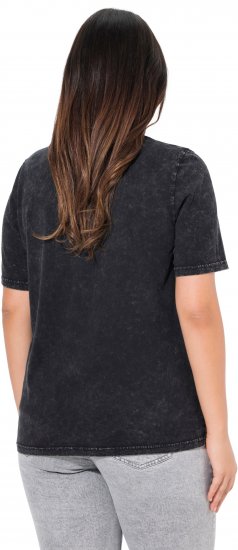 Ulla Popken Easy Short Sleeve Acid Wash Graphic Tee Black - Mintás pólók nőknek - 