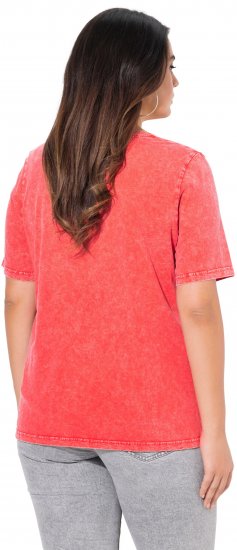 Ulla Popken Easy Short Sleeve Acid Wash Graphic Tee Light Red - Mintás pólók nőknek - 