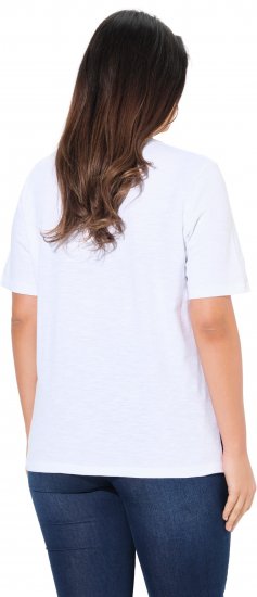 Ulla Popken Flocked Short Sleeve Graphic Tee Snow White - Mintás pólók nőknek - 