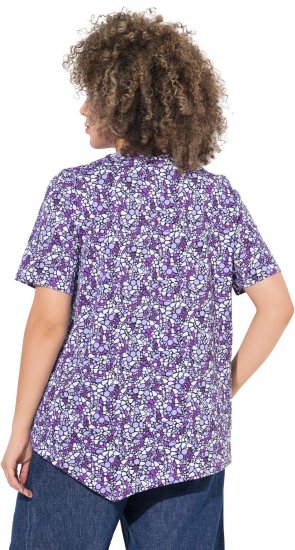 Ulla Popken Floral Pointed Hem Short Sleeve Tee Purple - Mintás pólók nőknek - Mintás pólók nőknek