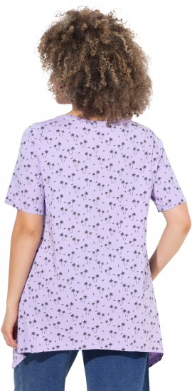 Ulla Popken Palm Tree Print Pointed Hem Tee Lavender - Mintás pólók nőknek - 