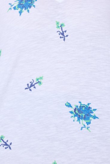 Ulla Popken Cross Stitch Short Sleeve Tee Snow White - Mintás pólók nőknek - Mintás pólók nőknek