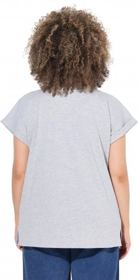 Ulla Popken Long Beach Lettering Cap Sleeve Tee Light Grey Melange - Mintás pólók nőknek - 