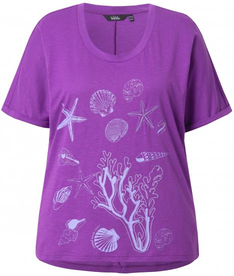 Ulla Popken Marine Print Short Sleeve Tee Purple - Mintás pólók nőknek - 