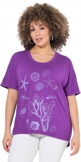 Ulla Popken Marine Print Short Sleeve Tee Purple - Mintás pólók nőknek - 