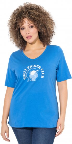 Ulla Popken Shell Picker Club Short Sleeve Graphic Tee Teal Blue - NŐI RUHÁZAT 40-66 - 