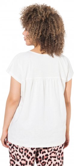 Ulla Popken Free Spirit Butterfly Cap Sleeve Graphic Tee Off-White - Mintás pólók nőknek - 
