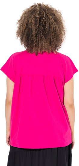 Ulla Popken Free Spirit Butterfly Cap Sleeve Graphic Tee Magenta Pink - Mintás pólók nőknek - 