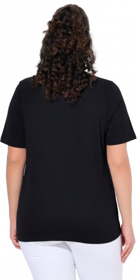 Ulla Popken Flamingo Short Sleeve Graphic Tee Black - Mintás pólók nőknek - 