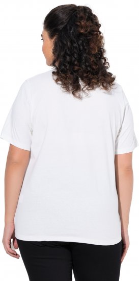 Ulla Popken Flamingo Short Sleeve Graphic Tee Off-White - Mintás pólók nőknek - 