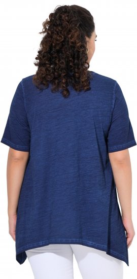 Ulla Popken Sunset Lettering Short Sleeve Graphic Tee Ink Blue - Mintás pólók nőknek - 