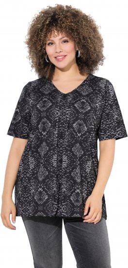 Ulla Popken Snake Print V-Neck Tee Graphite Grey - Mintás pólók nőknek - 