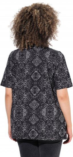 Ulla Popken Snake Print V-Neck Tee Graphite Grey - Mintás pólók nőknek - 