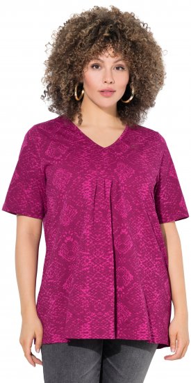 Ulla Popken Snake Print V-Neck Tee Magnolia Red - Mintás pólók nőknek - 