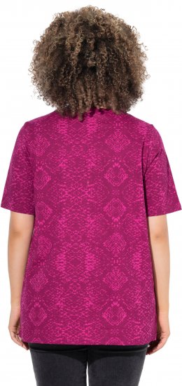 Ulla Popken Snake Print V-Neck Tee Magnolia Red - Mintás pólók nőknek - 