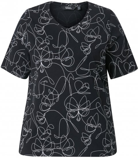 Ulla Popken Abstract Animal Print Short Sleeve Tee Black - Mintás pólók nőknek - 