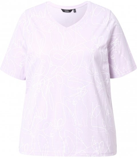Ulla Popken Abstract Animal Print Short Sleeve Tee Lavender - Mintás pólók nőknek - 