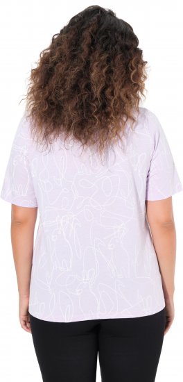 Ulla Popken Abstract Animal Print Short Sleeve Tee Lavender - Mintás pólók nőknek - 