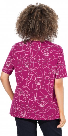 Ulla Popken Abstract Animal Print Short Sleeve Tee Magnolia Red - Mintás pólók nőknek - 