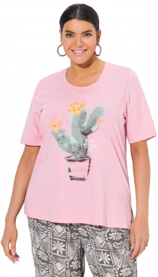 Ulla Popken Cactus Short Sleeve Graphic Tee Pink - Mintás pólók nőknek - 