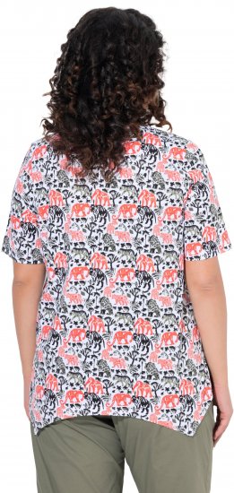 Ulla Popken Half-sleeve A-line V-neck Pointed Hem Animal Pattern T-shirt Snow White - Mintás pólók nőknek - 