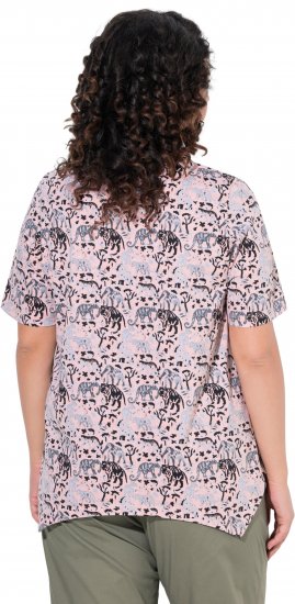 Ulla Popken Half-sleeve A-line V-neck Pointed Hem Animal Pattern T-shirt Pastel Rose - Mintás pólók nőknek - 