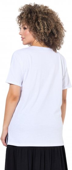 Ulla Popken Bow Short Sleeve Graphic Tee Snow White - Mintás pólók nőknek - 